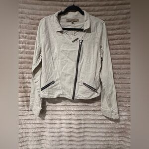 Ashley cream biker zip up jacket